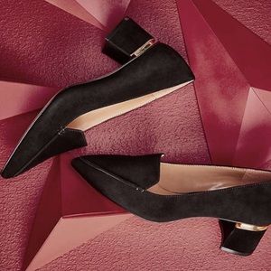 Enzo Angiolini Pointed Loafer Suede Leather Pumps